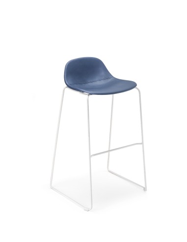 Tabouret de bar assise en tissu - pieds en acier traîneau chromé - Pure loop Mini confort