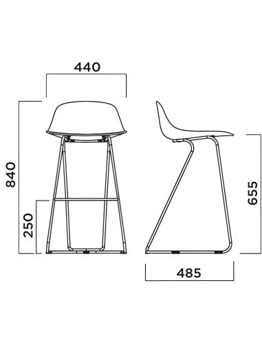 Tabouret de cuisine design en acier et plastique – piètement Dandy – Pure Loop Mini