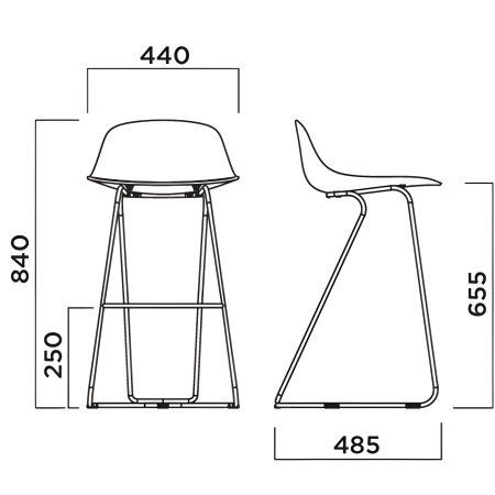 Tabouret de cuisine design en acier et plastique – piètement Dandy – Pure Loop Mini