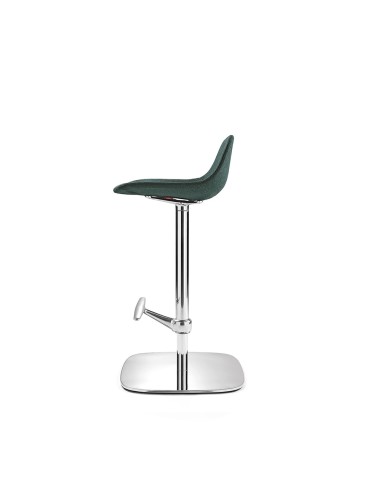 tabouret haut réglable Pure Loop Mini Updown entièrement rembourré, piètement chromé, vue latérale