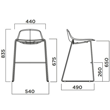 Chaise de cuisine en bois avec pieds traîneau en chrome – Pure Loop Mini  2