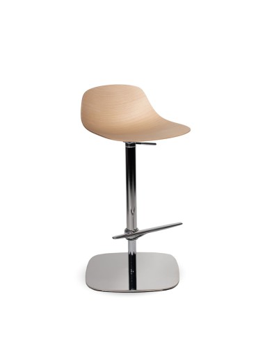 Tabouret réglable en bois 3D avec base carrée chromée - Pure Loop Mini