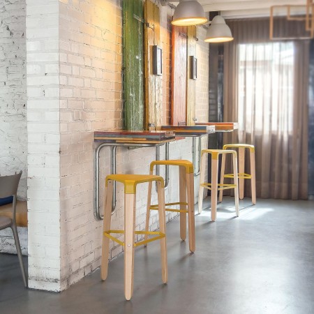 Tabouret pour plan de travail - espace de coworking, comptoirs, cafés - plastique et bois Picapau