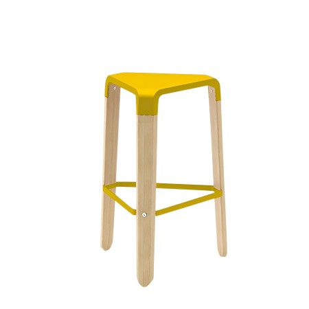 tabouret hauteur cuisine - plastique et hêtre naturel massif - design original Picapau