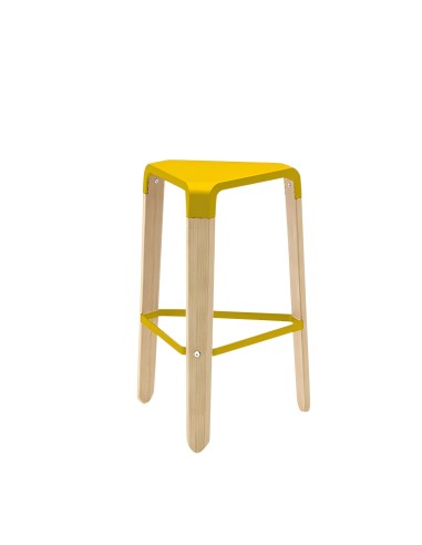 tabouret hauteur cuisine - plastique et hêtre naturel massif - design original Picapau