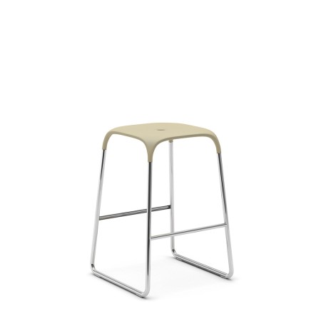 Tabouret couleur sable acier et plastique - design épuré Bobo