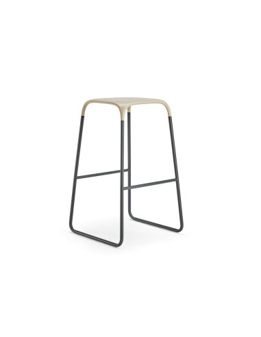 Tabouret de bar Bobo beige avec pieds chromés – assise plastique design