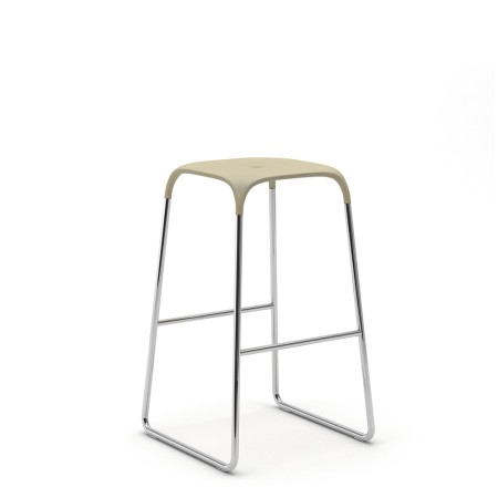 Tabouret de bar Bobo beige avec pieds chromés – assise plastique design