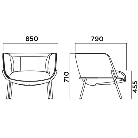 Dimensions du fauteuil lounge BomBom 4 pieds