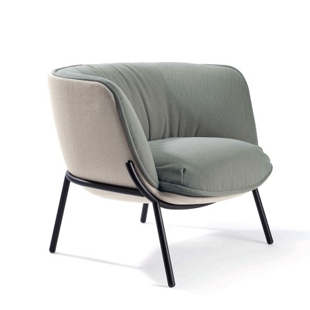 Chaise fauteuil pour salle d'attente et accueil bicolore - tissu gris et beige - Bombom