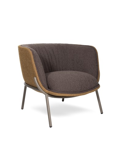 Fauteuil lounge tissu bicolore structure en acier BomBom 4 pieds