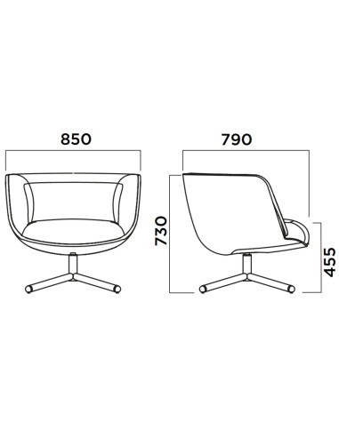 Dimensions Fauteuil pieds étoile - Bombom