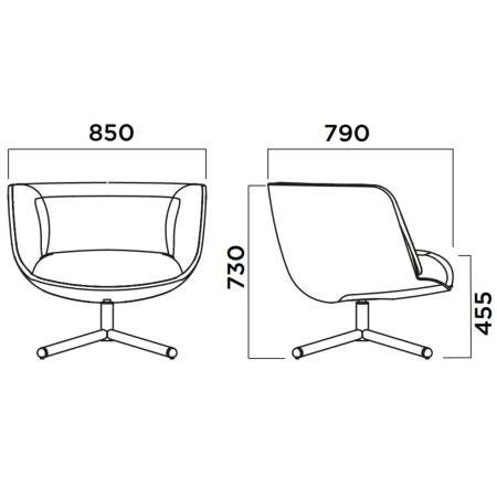 Dimensions Fauteuil pieds étoile - Bombom