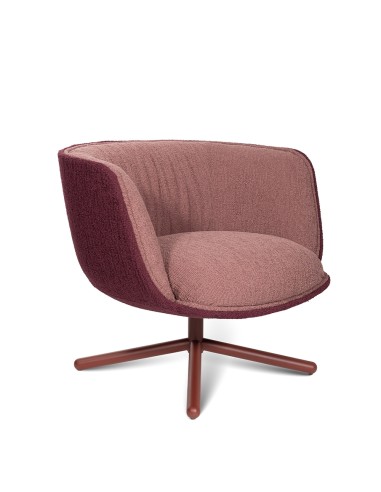 Fauteuil Bombom 4 branches en tissu rouge avec base chromée – ambiance salon moderne