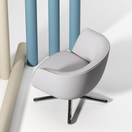 Fauteuil lounge Bombom 4 branches en tissu blanc - ambiance moderne