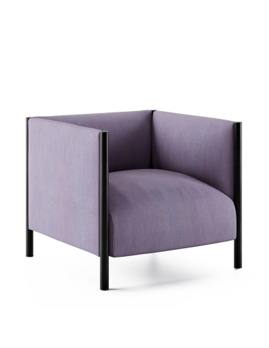 Fauteuil Waffle One violet avec structure noire – assise rembourrée et forme carrée