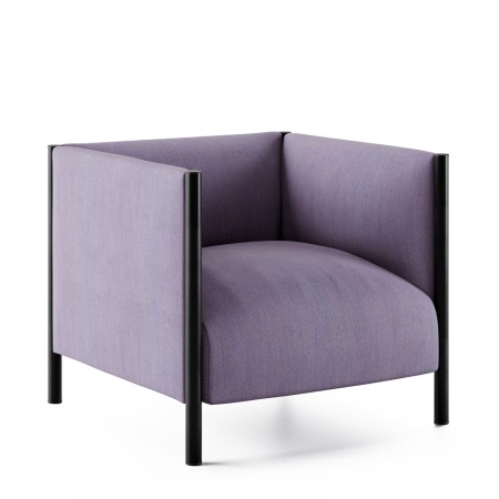 Fauteuil Waffle One violet avec structure noire – assise rembourrée et forme carrée