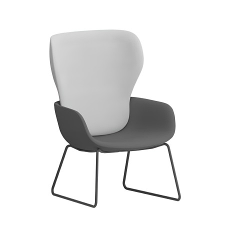 Fauteuil Peb Sled Modesty Panel dossier large en tissu gris et piètement noir traîneau - salle d'attente, travail