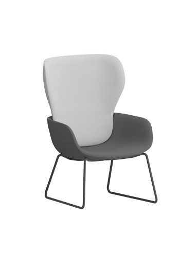 Fauteuil Peb Sled Modesty Panel dossier large en tissu gris et piètement noir traîneau - salle d'attente, travail