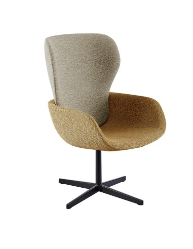 Fauteuil Peb 4-Star Modesty Panel en tissu bicolore jaune et beige, base noire en étoile - accueil