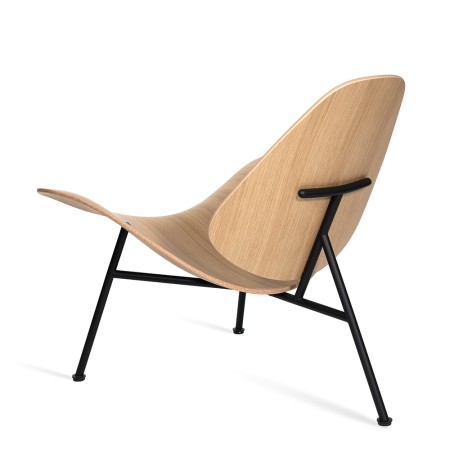 Chaise lounge large dossier pour salle d'accueil - bois de frêne et acier KRAM