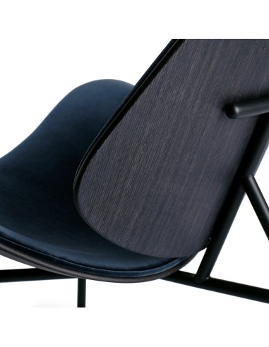 Dos en bois teinté du fauteuil KRAM tissu et acier - modernité salle d'attente