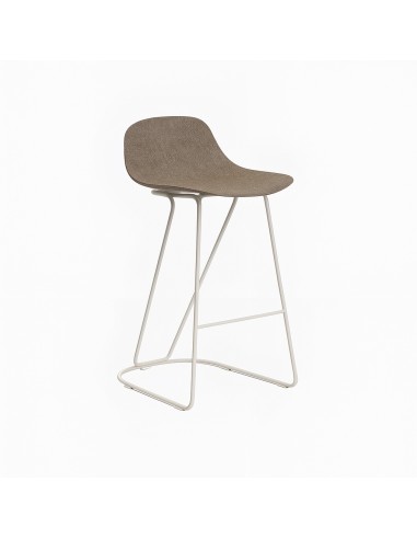 Tabouret de cuisine en tissu taupe et pied Dandy en blanc – Pure Loop Mini Dandy