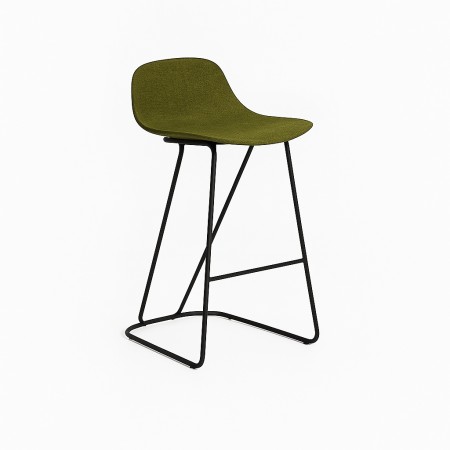 Tabouret bar en tissu olive et pied noir Dandy – Pure Loop Mini