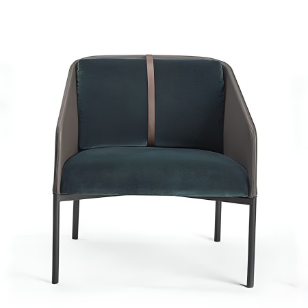 fauteuil contemporain avec ceinture cuir - modèle Demoiselle bleu vert 