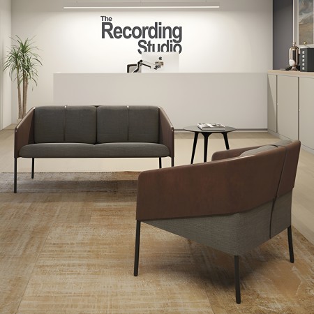 canapé design 2 places DEMOISELLE en tissu avec ceinture en cuir - salle d'attente et accueil 2