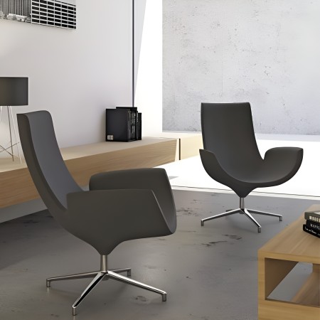 Fauteuils Beetle high back en cuir noir – salle de réunion bureau design