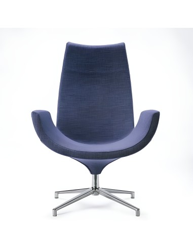 Fauteuil Beetle high back en tissu bleu – design contemporain et base étoile