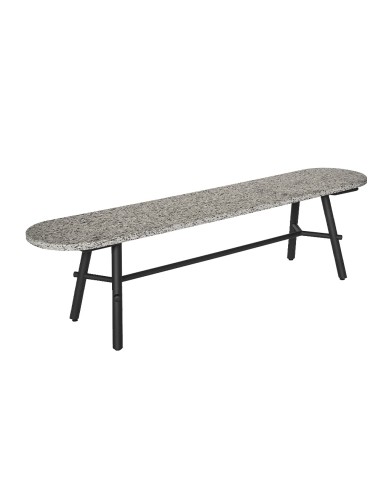 Banc Record avec assise effet terrazzo en fibre de verre recyclée et structure noire