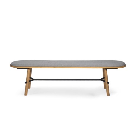 Banc design Record avec longueur à choix - assise rembourrée et pieds en bois de chêne