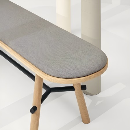 Record Bench assise en tissu gris - confort et praticité pour salle de pause et restauration
