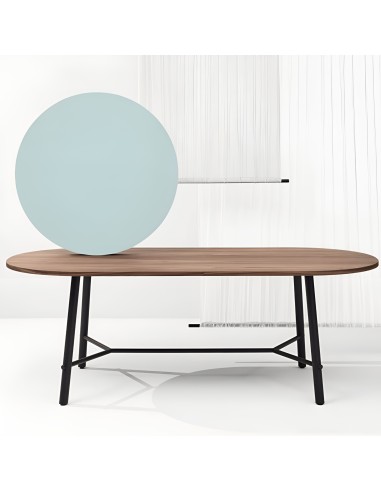 Table de restauration ou réunion Record Living - pieds en acier noir et plateau en noyer