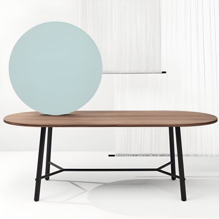 Table de restauration ou réunion Record Living - pieds en acier noir et plateau en noyer