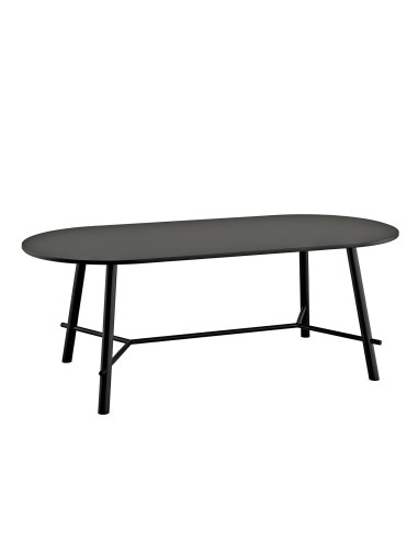 Table noire Record Living moderne et sobre, bois et acier - restauration, pause