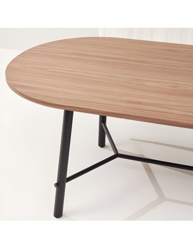 Table Record Living en acier et bois - coloris foncé et noir pour une salle de pause ou réunion