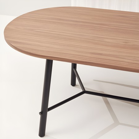 Table Record Living en acier et bois - coloris foncé et noir pour une salle de pause ou réunion