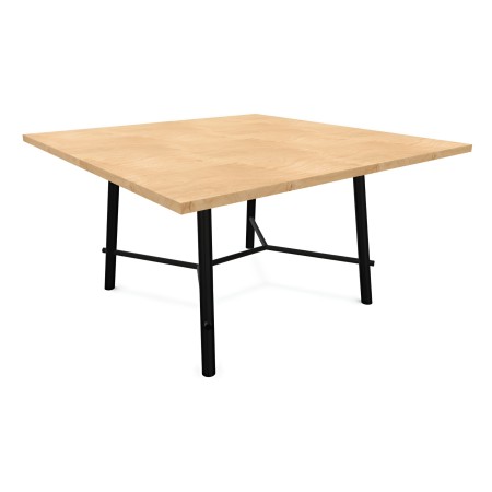 Table carrée 140cm en bois et acier - chêne naturel et acier noir RECORD LIVING