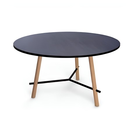 Table Record Living avec pieds en bois de chêne et plateau en fenix noir - style minimaliste et moderne
