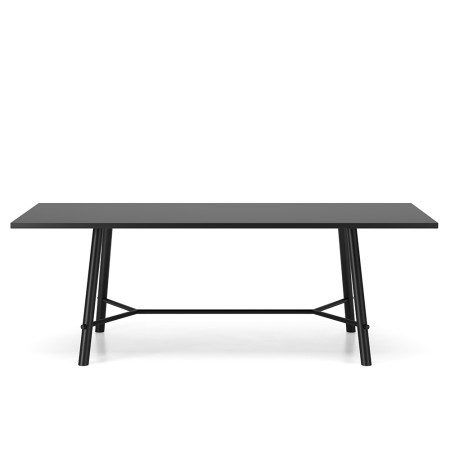 Table de réunion grand format anoir avec pieds acier noir - uniforme et minimaliste