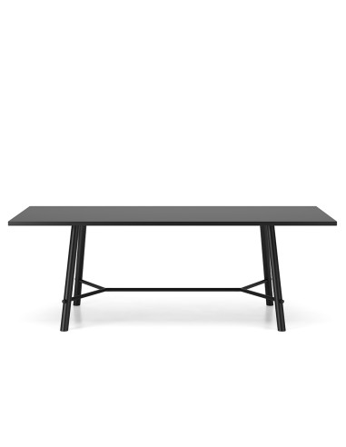 Table de réunion grand format anoir avec pieds acier noir - uniforme et minimaliste