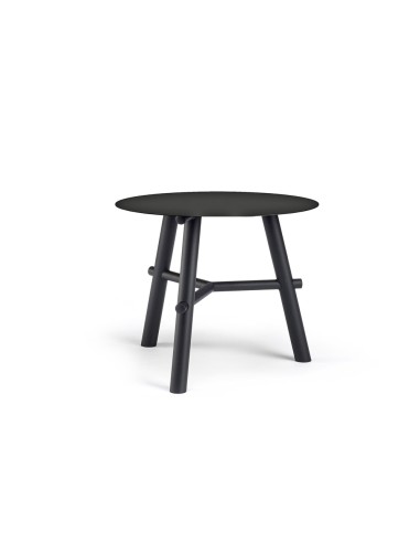 table basse ronde noire avec plateau bois et pieds en acier – Record Contract H450