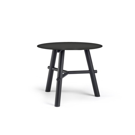 table basse ronde noire avec plateau bois et pieds en acier – Record Contract H450