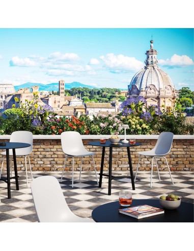 Terrasse avec tables rondes Record Contract - acier et matériaux résistants