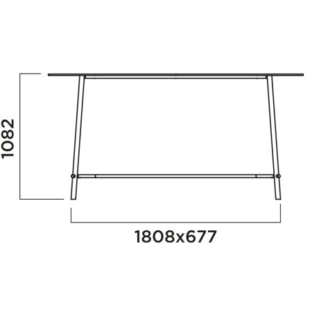 Dimensions table haute Record Meeting – dimensions 1808 x 677 mm, hauteur 1082 mm
