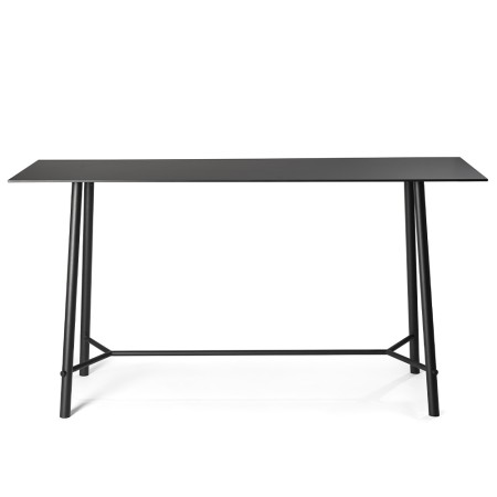 Table de réunion haute noire – Vue frontale du modèle Record Meeting avec piètement design