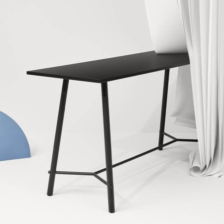 Table haute de réunion noire en acier – Design épuré pour open space professionnel